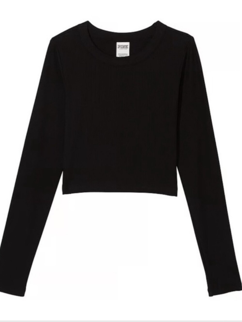 PINK Victoria's Secret Black Cropped Long-Sleeve Tee